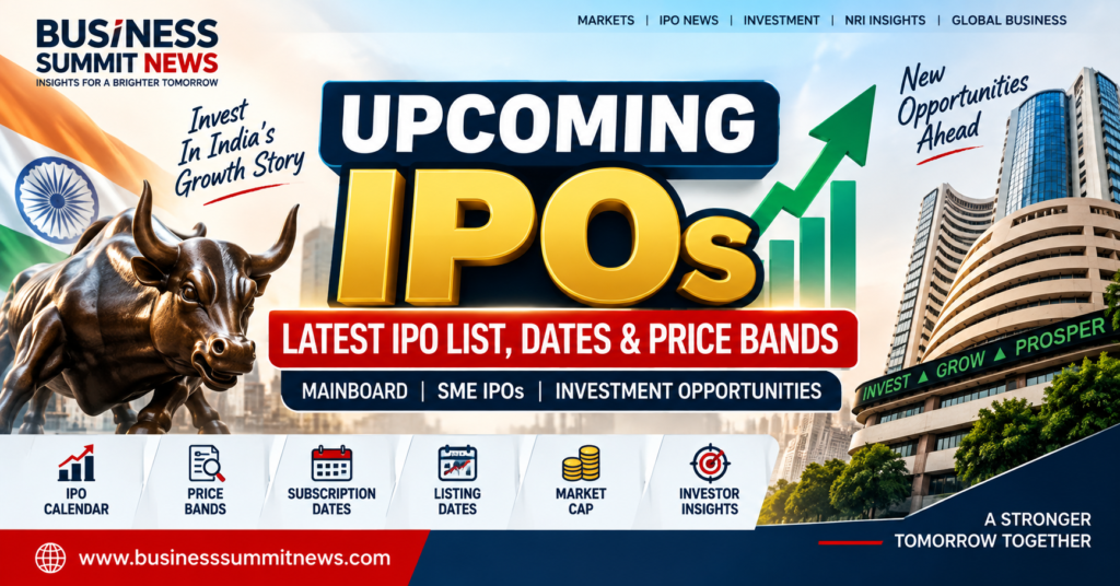 Upcoming IPOs India 2026 with latest IPO list, subscription dates, price bands and listing dates