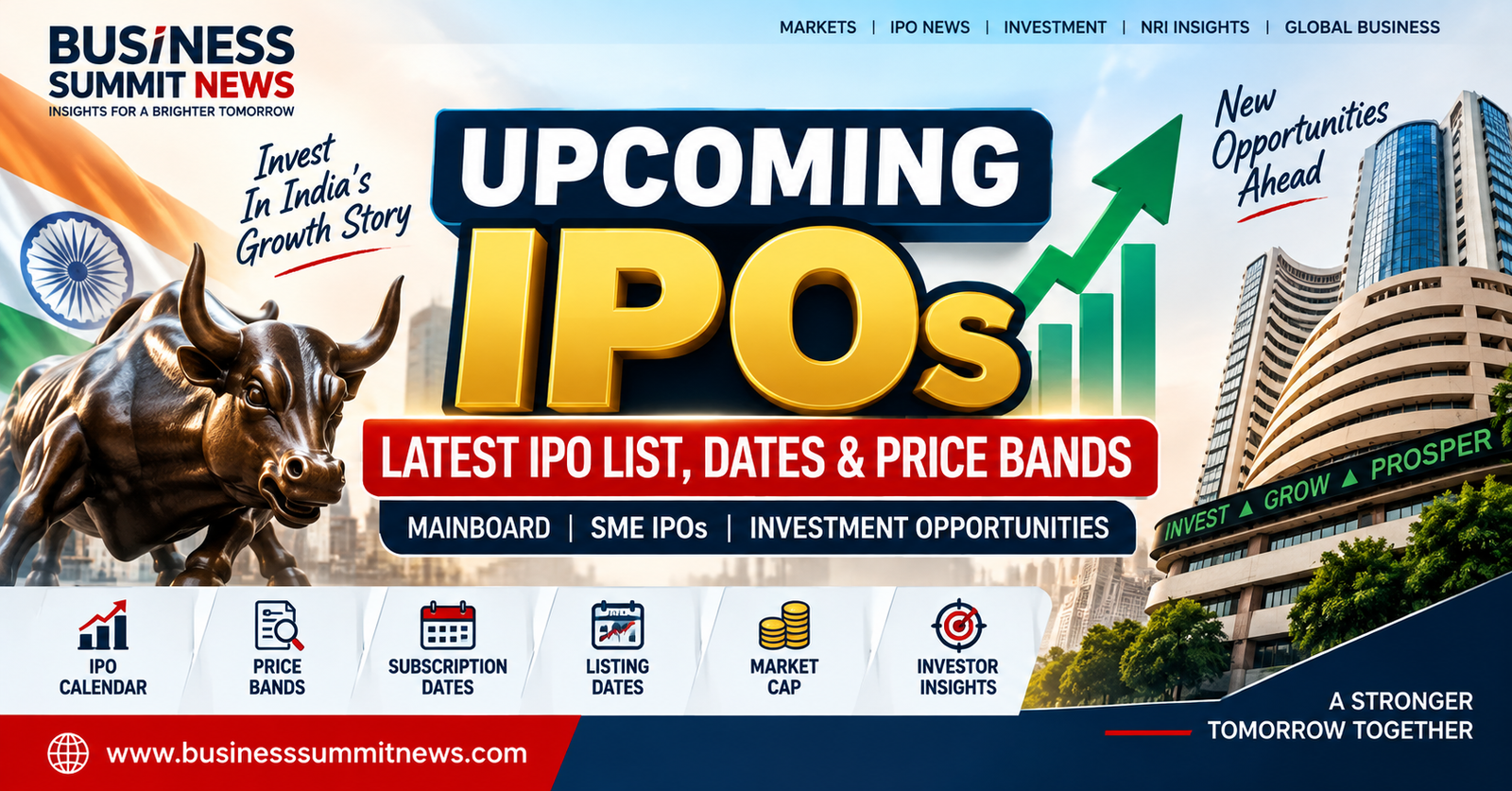 Upcoming IPOs India 2026 with latest IPO list, subscription dates, price bands and listing dates